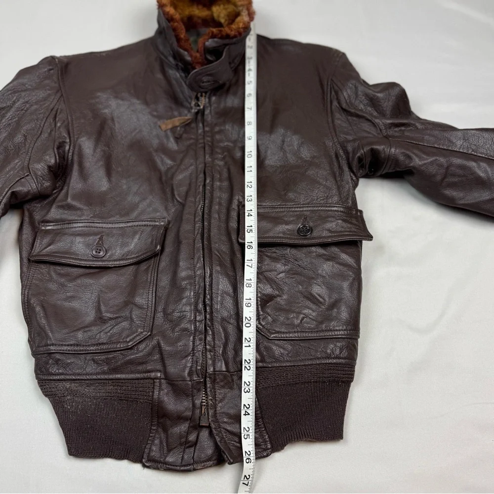 Vtg Vietnam War US Navy Leather G-1 Bomber Jacket Sz 38 Shearling Collar 50s 60s - Picture 16 of 16